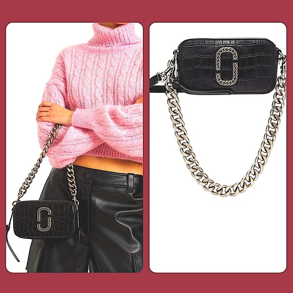 SALE❗️RARE THE MARC JACOBS SNAPSHOT CROC EMBOSSED BAG CHAIN &LEATHER STRAP - Picture 5 of 17